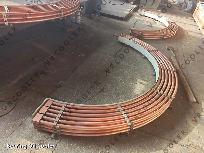 Two-section 180-degree circular turbine guide bearing heat exchangers Two-section 180-degree circular turbine guide bearing heat exchangers